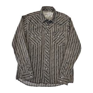 Southern Thread Mens Western Pearl Snap SZ M Vintage Inspired Retro Cowboy Brown